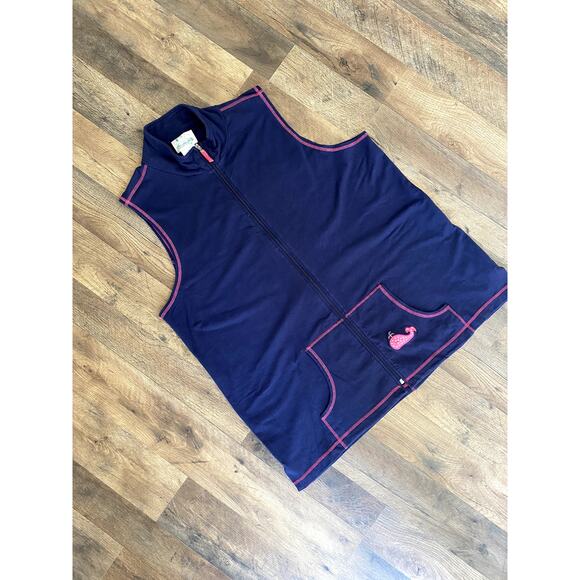 The Quacker Factory Navy/Pink Whale Vest Womens Sz 1X - Picture 1 of 7